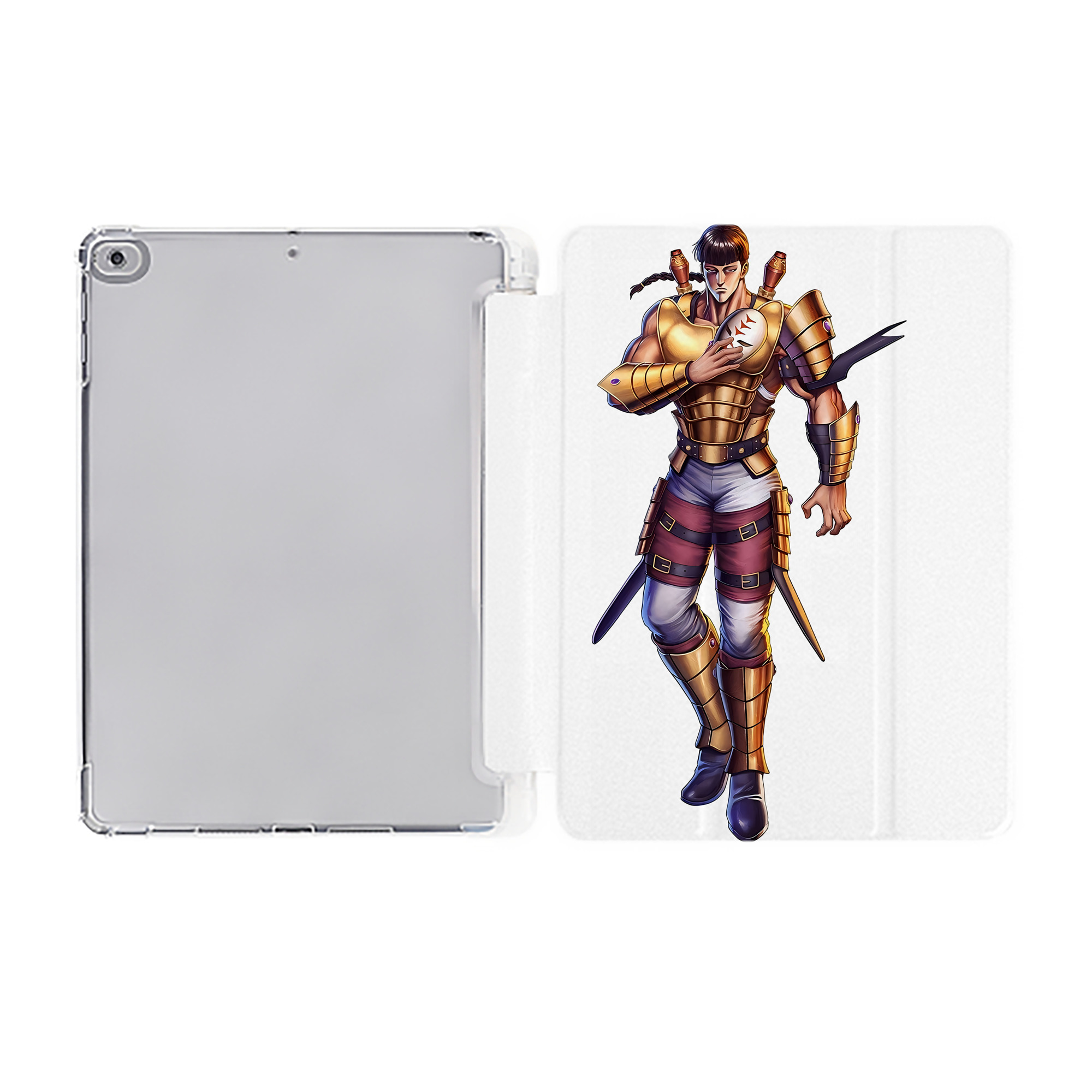 （画像用） 北斗の拳 Fist of the North Star IPad ケース ペン収納付き 三つ折りスタンド PUレザー×シリコン 対応機種9.5/10.5/10.9インチ